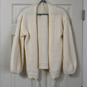 Cream Open-Front Knit Women's Sweater Cardigan